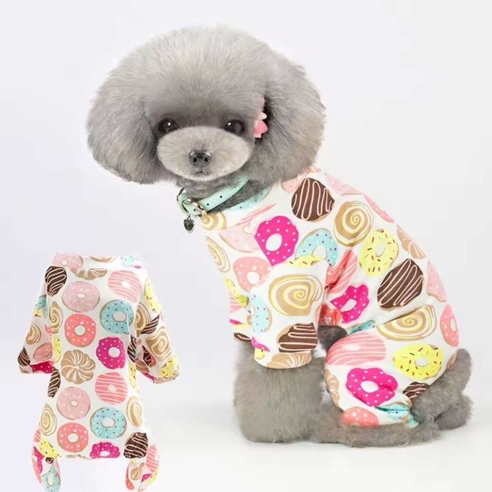 Sweet Donut , Banana Print Dog Pajamas Cat Clothes Pet 2 Pack New Size Small